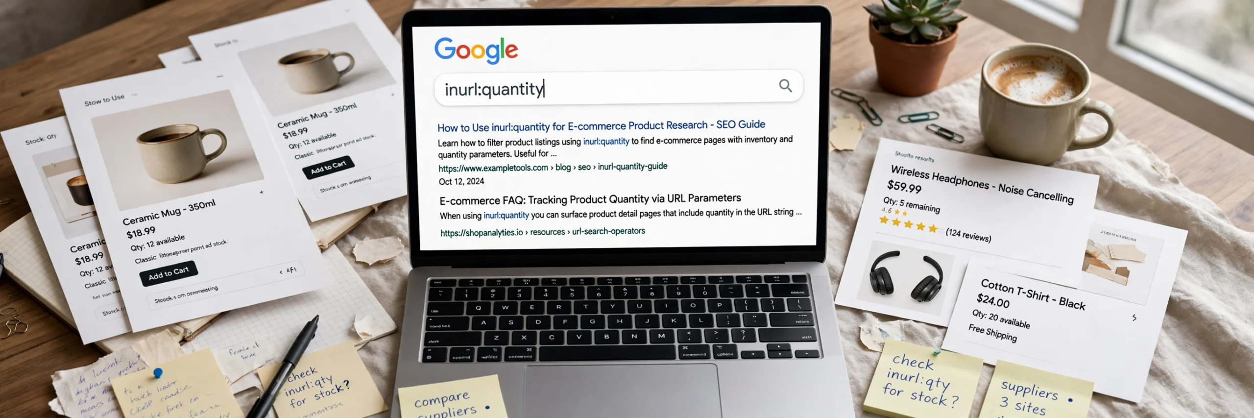 Searching inurl:quantity on Google to find e-commerce pages with quantity in the URL