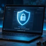 newanonib online safety concept showing a laptop with a digital privacy shield