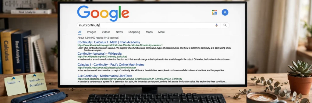 Searching inurl:continuity on Google to find pages with continuity in the URL