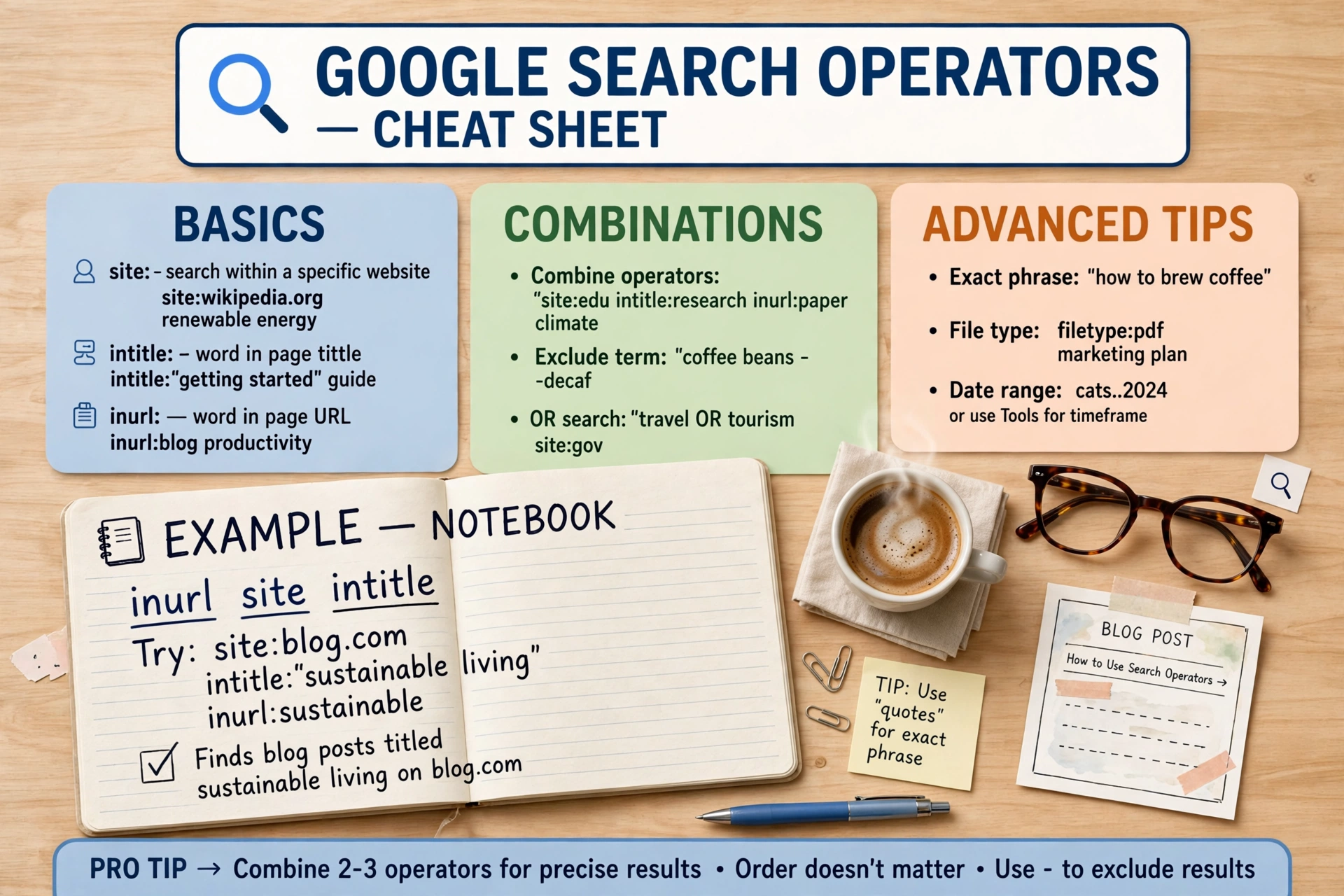 Google search operator combinations using inurl quantity with site and intitle filters